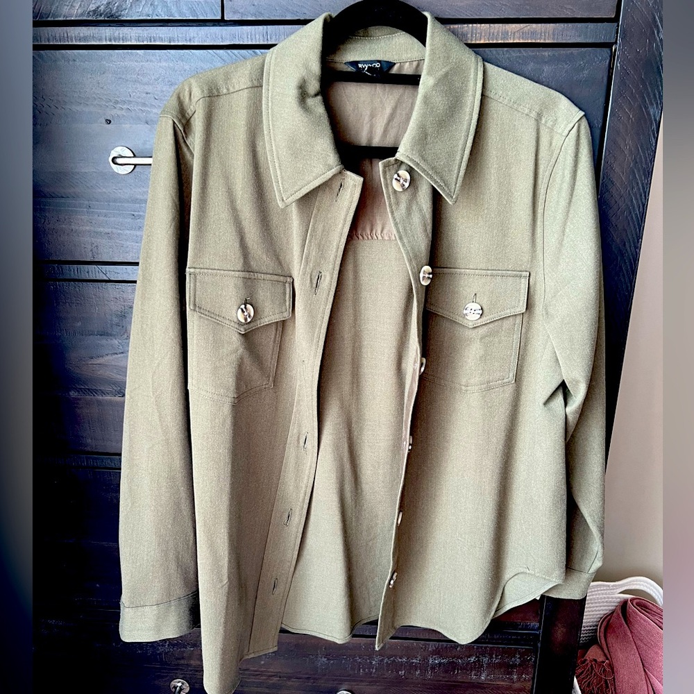 RW&Co. Olive Green Button Up Shirt Jacket Shacket